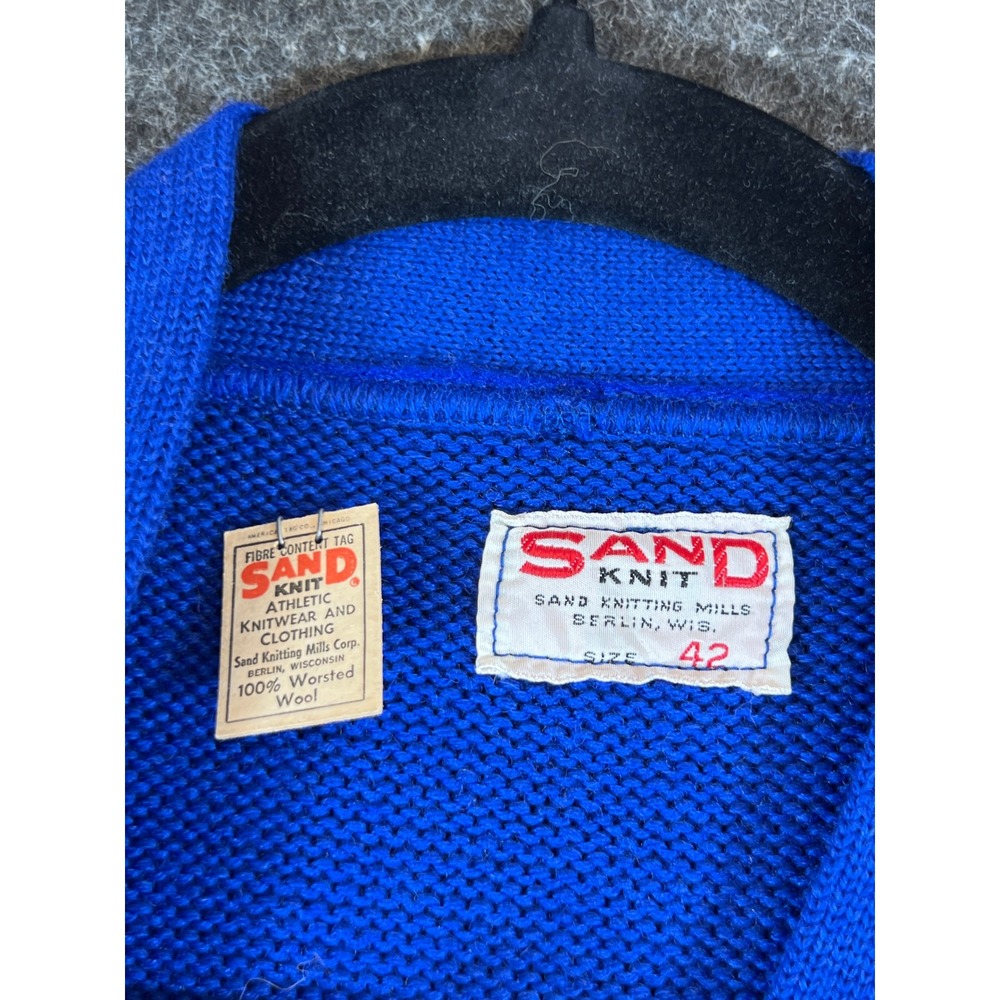 VTG 40s NWT Sand Knit Worsted Wool Varsity Letterman Sweater Shorewood Sz 42 DS